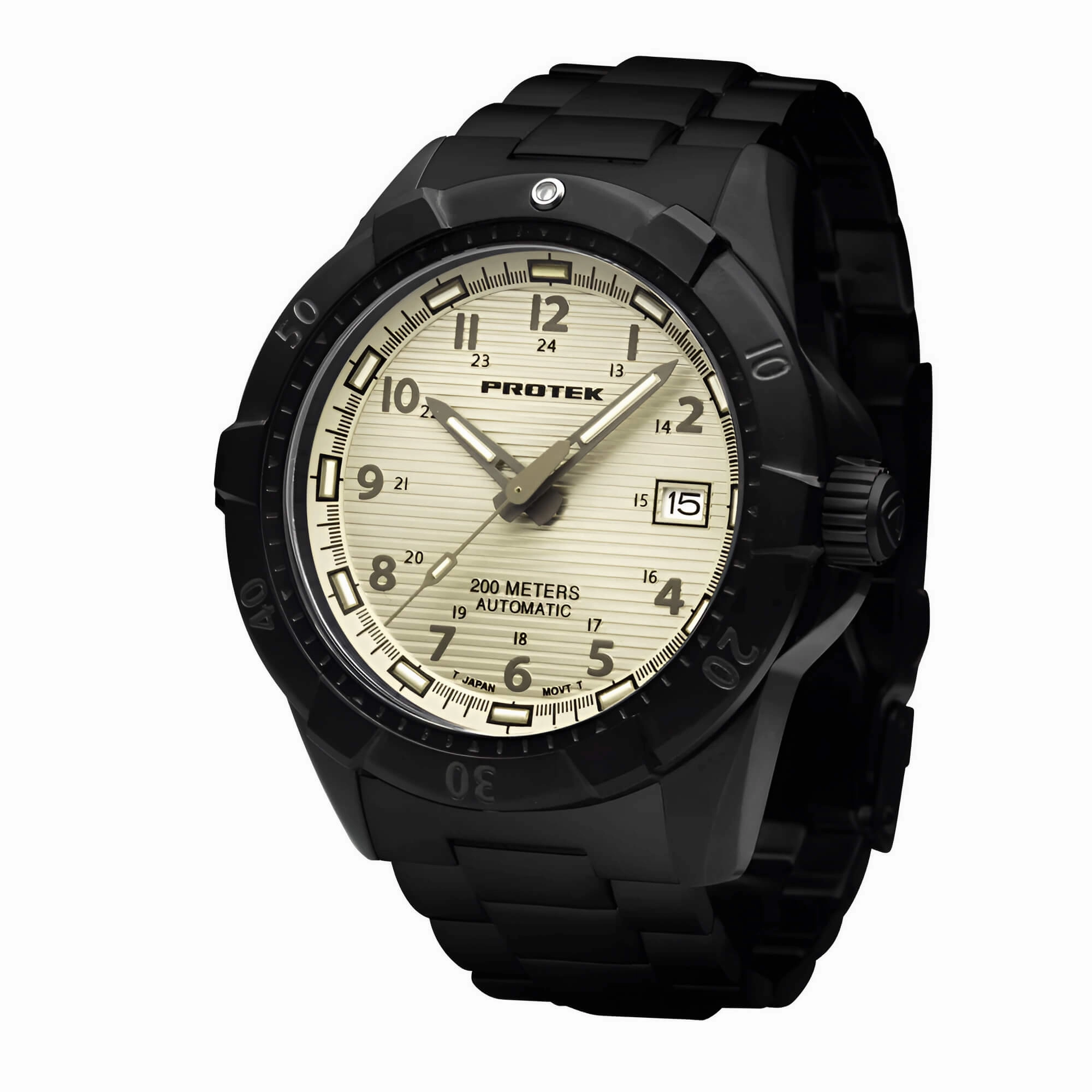ProTek Men's Automatic Black Case Black Stainless Steel Bracelet Watch | 2217BR men's watches best men's watches under $500 affordable men's watches men watches classic