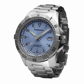 ProTek Men's Automatic Stainless Steel Case & Bracelet Lt Blue Dial Watch | 2207BR 