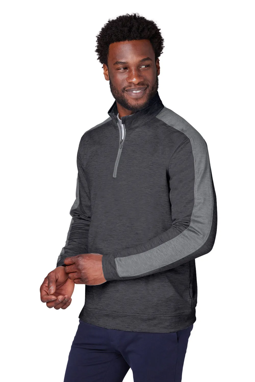 Puma Mens Cloudspun Moisture Wicking 1/4 Zip Sweatshirt - Heather Black/Quiet Shade Grey