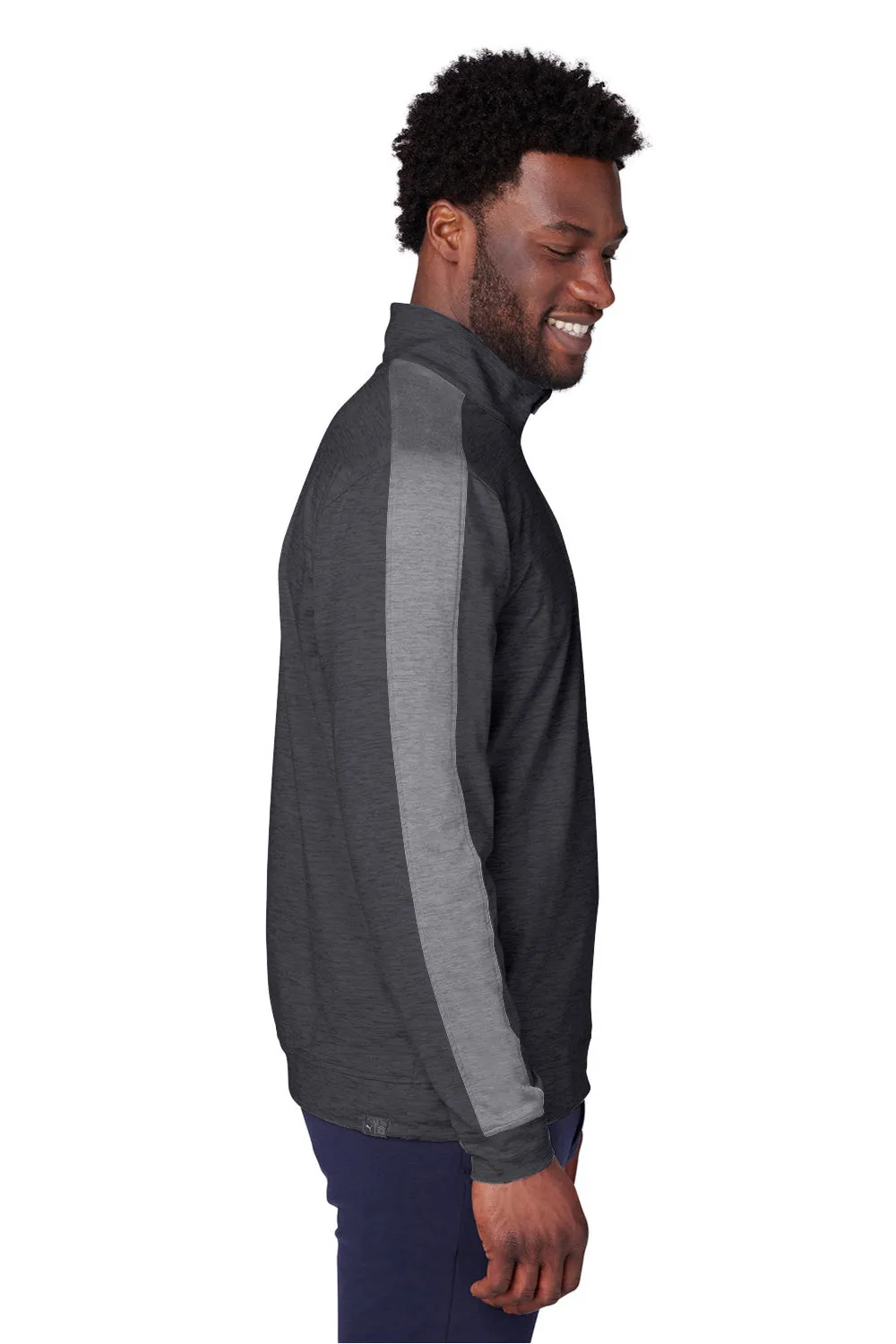 Puma Mens Cloudspun Moisture Wicking 1/4 Zip Sweatshirt - Heather Black/Quiet Shade Grey