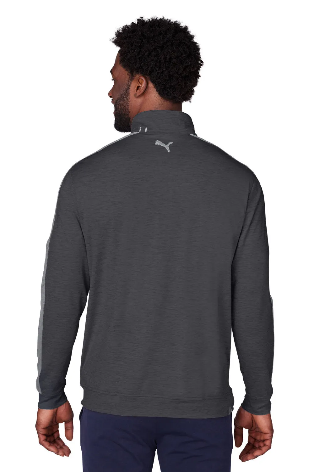 Puma Mens Cloudspun Moisture Wicking 1/4 Zip Sweatshirt - Heather Black/Quiet Shade Grey