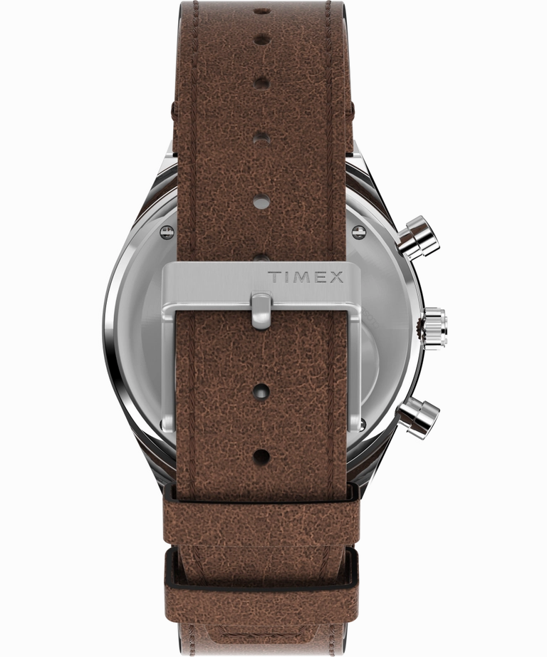 Q Timex Chronograph 40mm Brown Leather Strap Watch TW2V42800