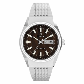 Q Timex Day-Date 38mm Stainless Steel Band stainless-steel watches stainless steel watch bands stainless steel watches cheap
