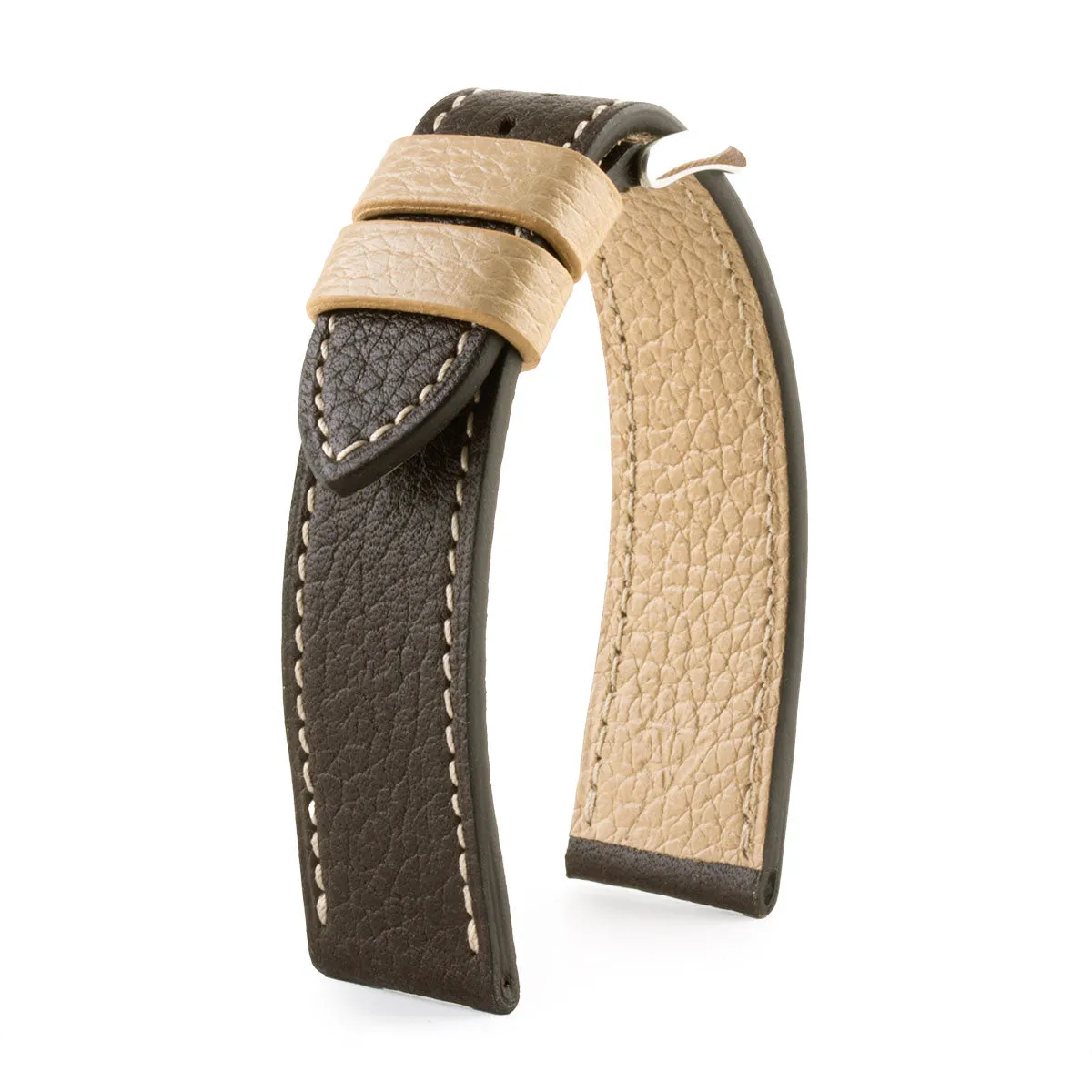 "Holi" leather watch band - Buffalo (black, blue, kaki, brown, pink)