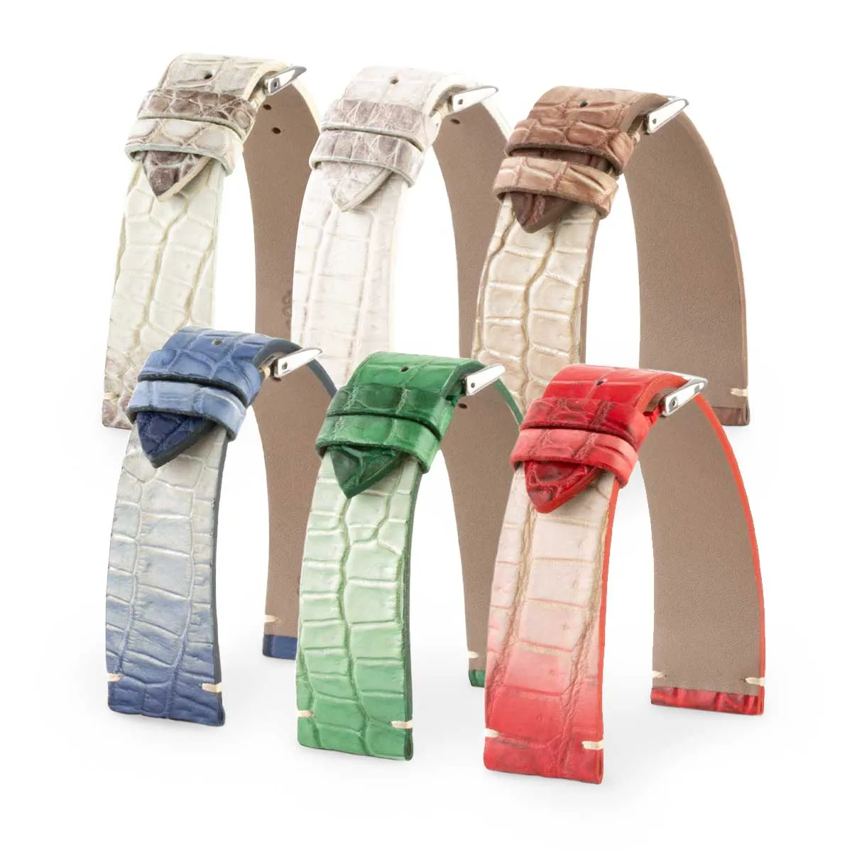 "Retro Himalaya" leather watch band - Alligator (grey, blue, green, brown, red) Luxury watch bands Limited edition watch bands
