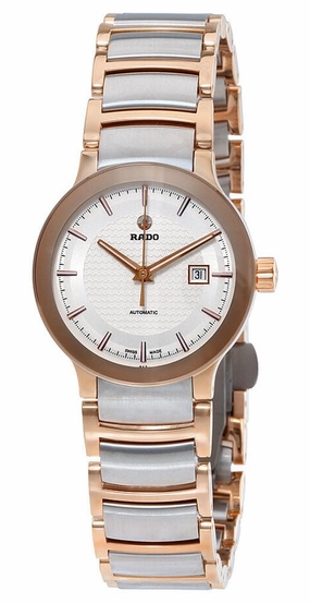 Rado Centrix Automatic Two-Tone Stainless Steel White Dial Date Womens Watch R30954123 Women??s luxury watches Affordable women watches