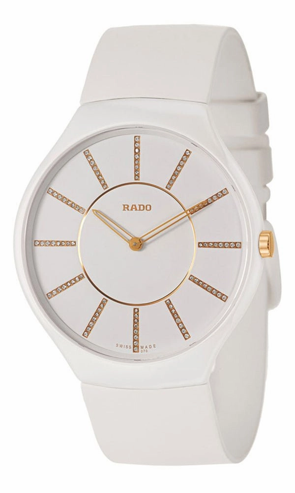 Rado True Thinline White Ceramic Womens Watch Pin Buckle Clasp Diamonds Quartz R27957709 Women??s luxury watches Affordable women watches