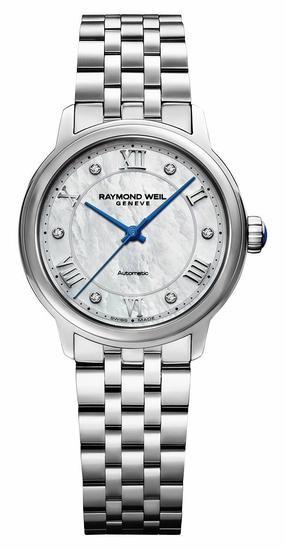 Raymond Weil Maestro Automatic Stainless Steel Mother-of-Pearl Dial Diamonds Womens Watch 2131-ST-00966 Women??s luxury watches Affordable women watches