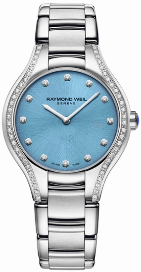 Raymond Weil Noemia Stainless Steel Diamonds Blue Dial Quartz Womens Watch 5132-STS-50081 Women??s luxury watches Affordable women watches