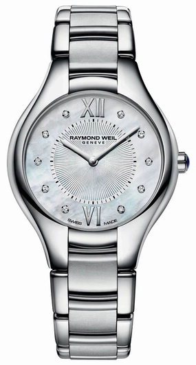 Raymond Weil Noemia Stainless Steel Mother-of-Pearl Dial Diamonds Quartz Womens Watch 5132-ST-00985 Women??s luxury watches Affordable women watches