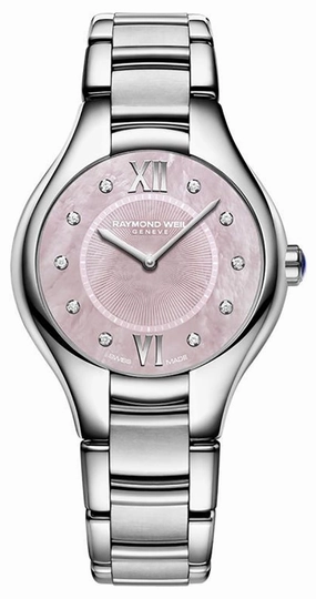 Raymond Weil Noemia Stainless Steel Pink Mother-of-Pearl Dial Diamonds Quartz Womens Watch 5132-ST-00986 Women??s luxury watches Affordable women watches
