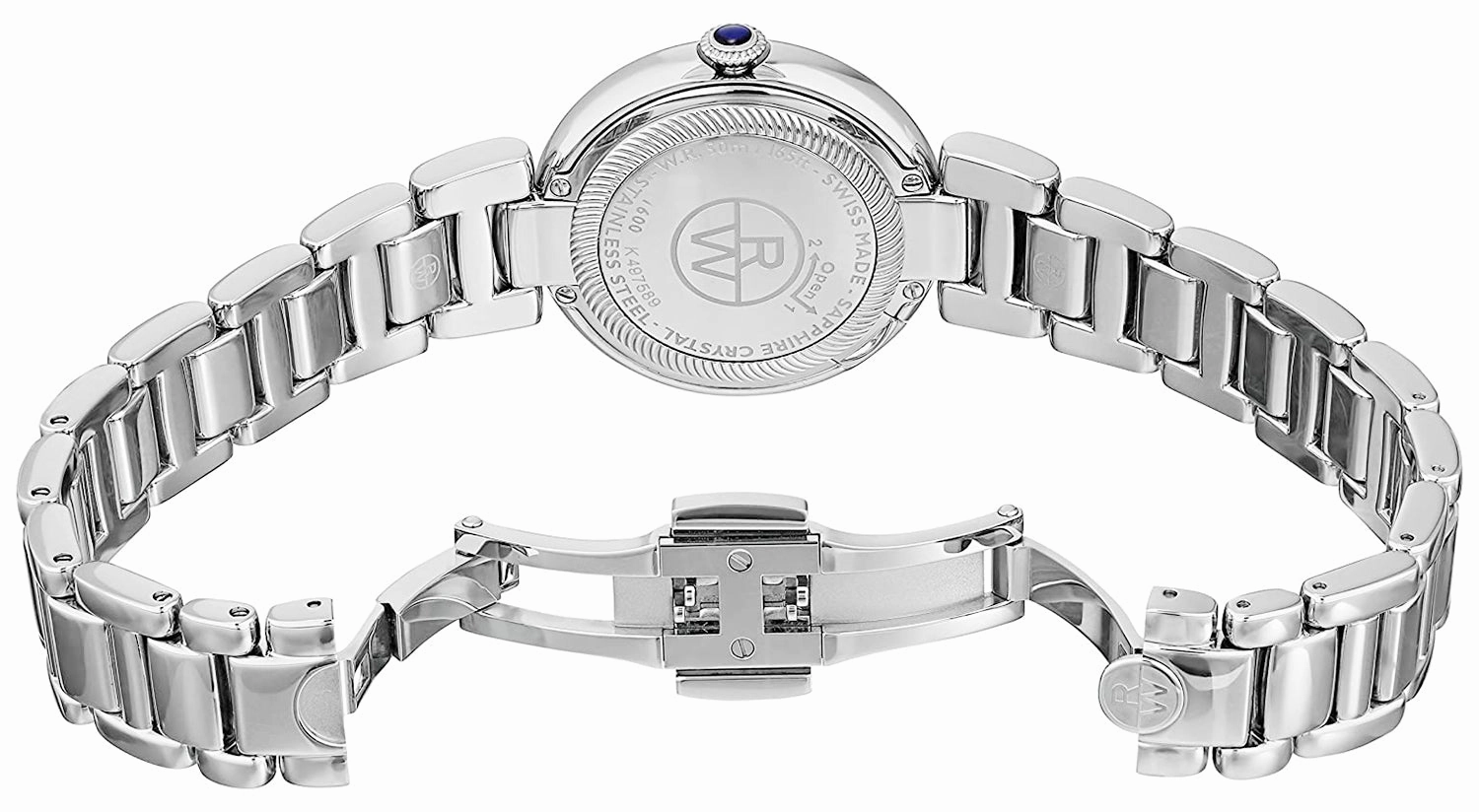 Raymond Weil Shine Stainless Steel Diamonds Mother-of-Pearl Dial Interchangeable Black Satin Strap Date Quartz Womens Watch 1600-ST-00995