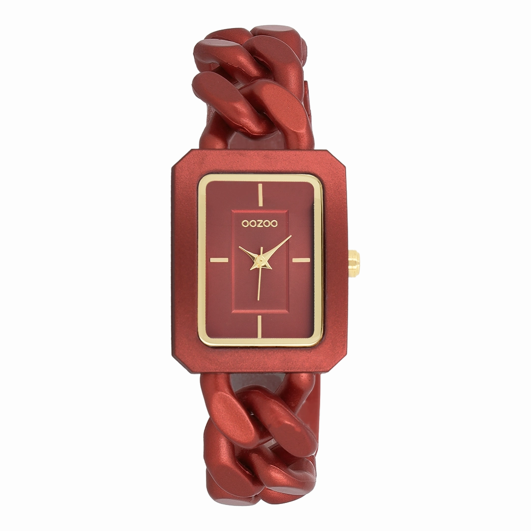 Red OOZOO watch with chain bracelet - C11277,seiko watches,couple watches,watches designer,watches discount,women watches,best women watches,high end women's watches,high quality women's watches