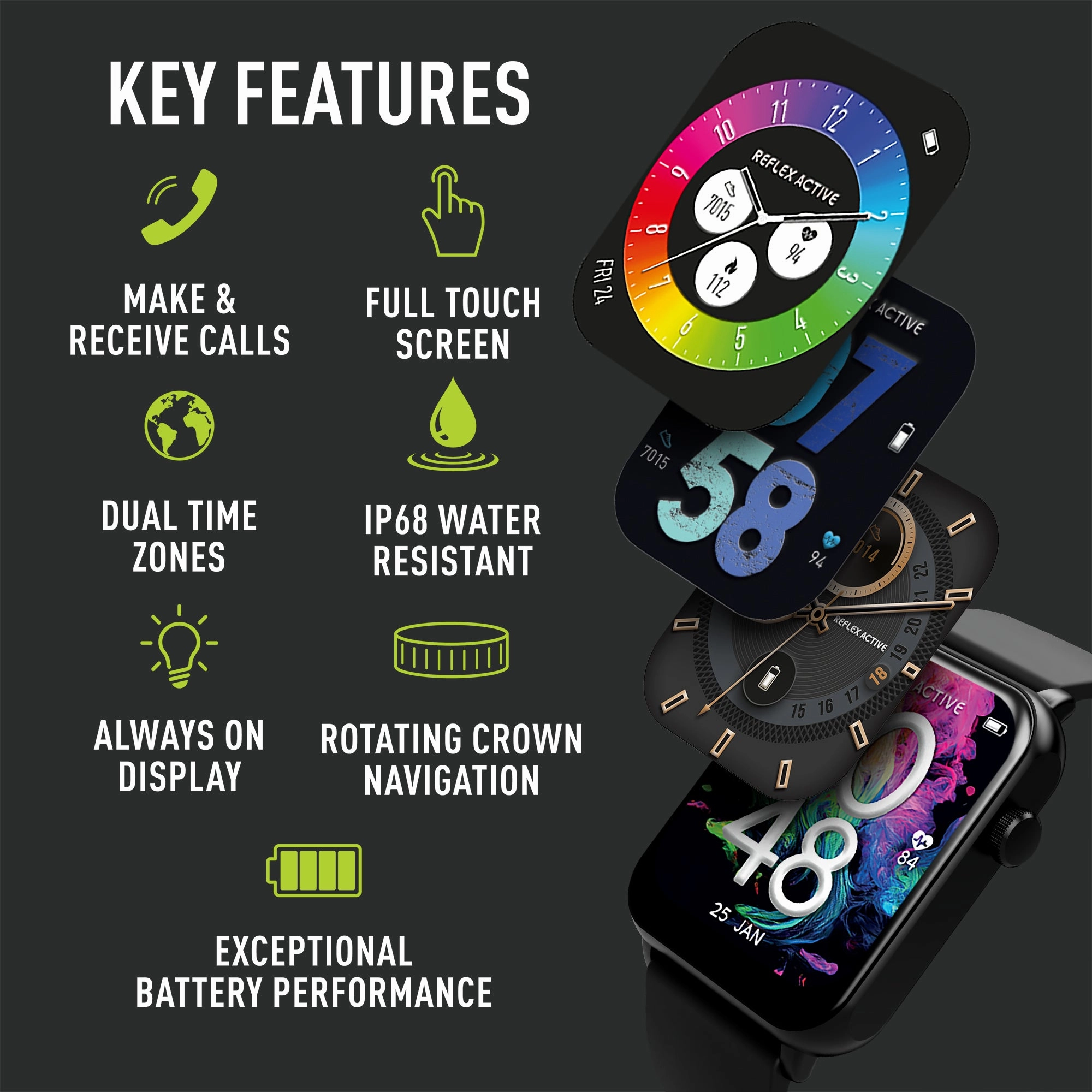 Reflex Active Series 30 Amoled Black Case & Black Silicon Strap RA30-2186