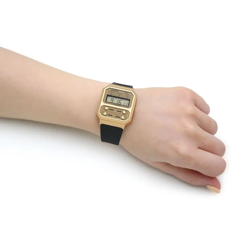    Retro Vintage Collection Digital Watch Gold Colour A100WEFG-9AEF