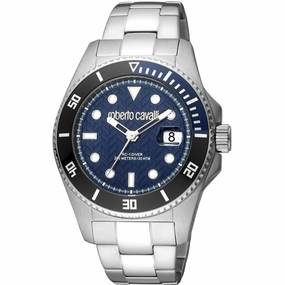 Roberto Cavalli Men's Watch - Classic Blue Dial Steel Bracelet | RC5G042M0045 Luxury Quartz Watch Quartz Watch Sale