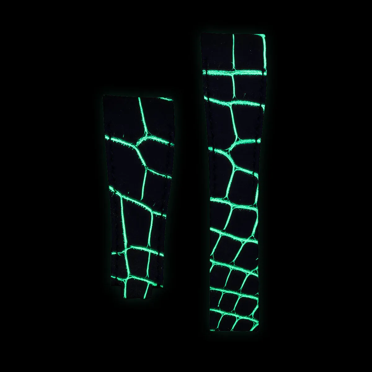 Rolex - Fluorescent R Strap leather watch band - Black alligator / green