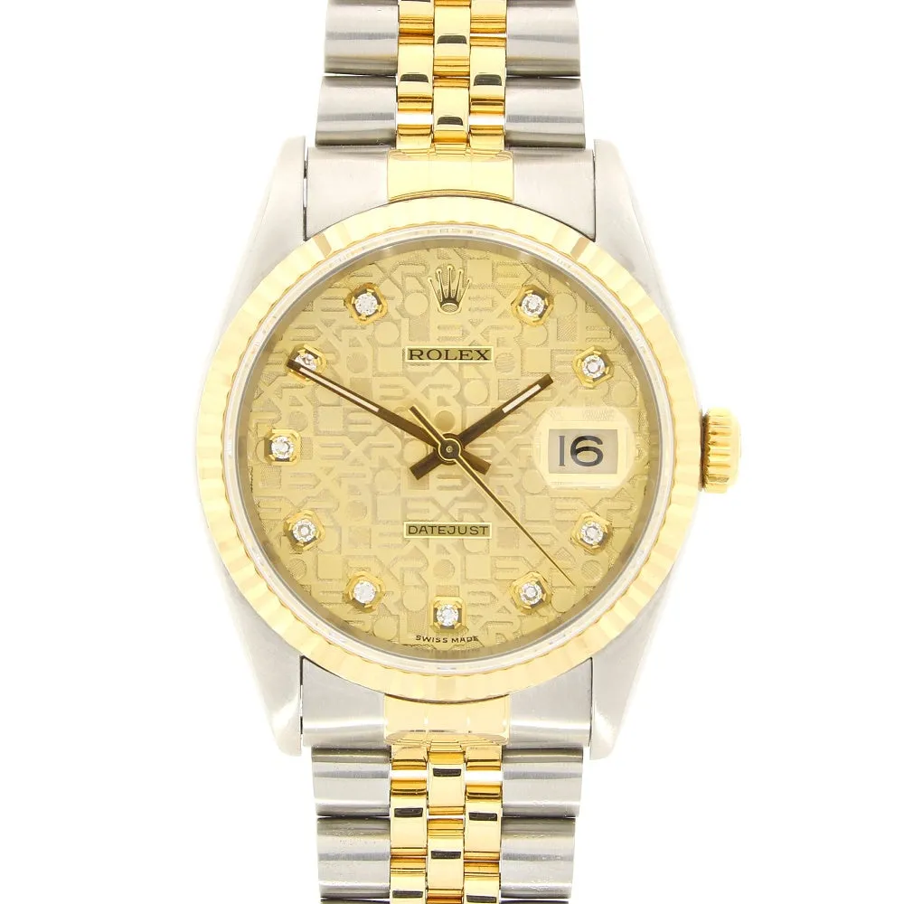 Rolex Oyster Perpetual Datejust 36 Bi Metal Mens Watch Pre Owned 16233 Papers RW0638 (1996) cheap digital watch best digital watch for men