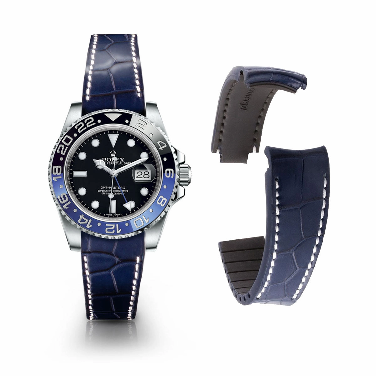 Rolex  - R Strap leather watch strap " Special editions" - alligator - Black brown, blue red...