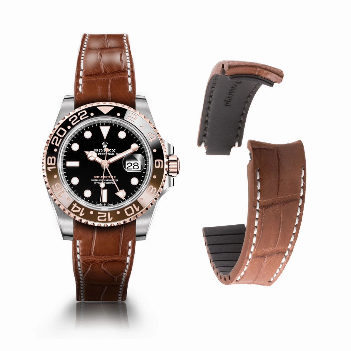 Rolex  - R Strap leather watch strap " Special editions" - alligator - Black brown, blue red...
