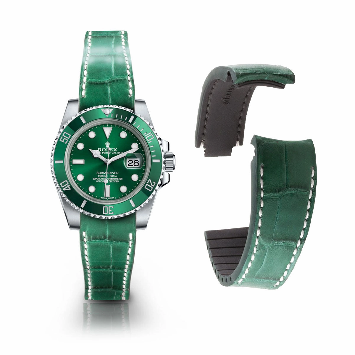 Rolex  - R Strap leather watch strap " Special editions" - alligator - Black brown, blue red...