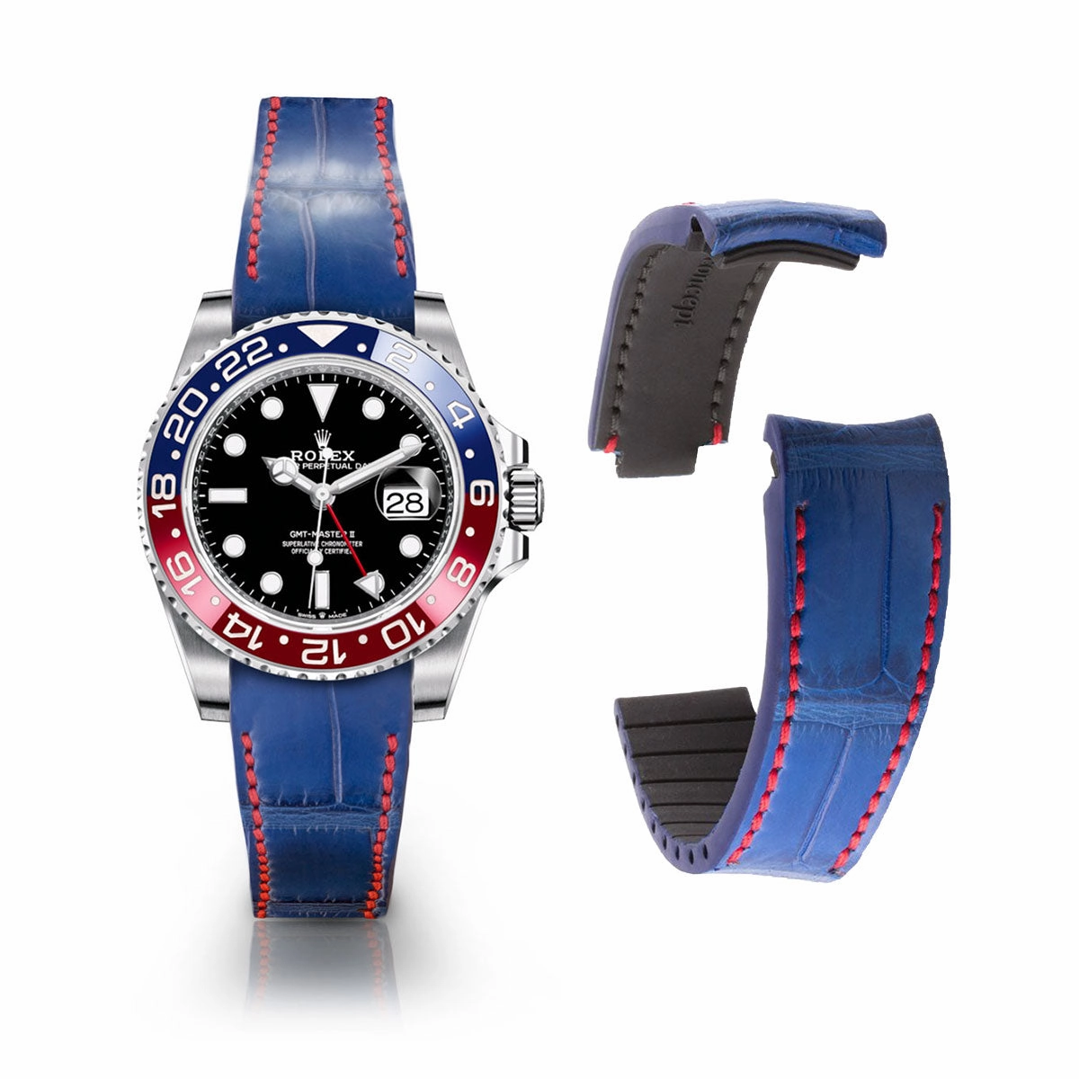 Rolex  - R Strap leather watch strap " Special editions" - alligator - Black brown, blue red...