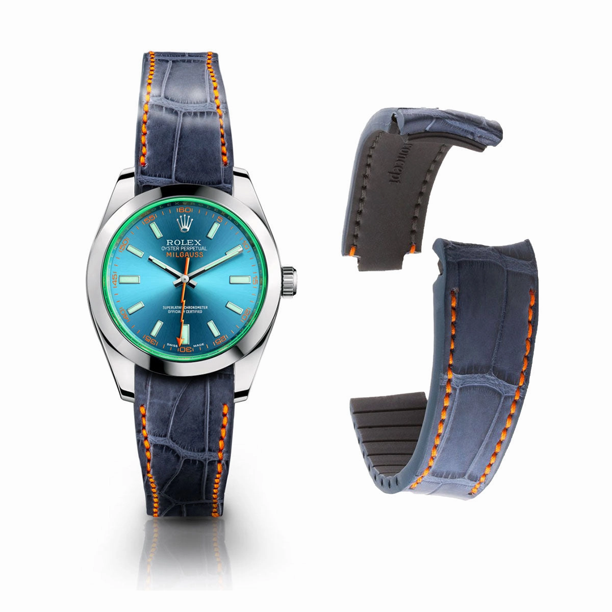 Rolex  - R Strap leather watch strap " Special editions" - alligator - Black brown, blue red...