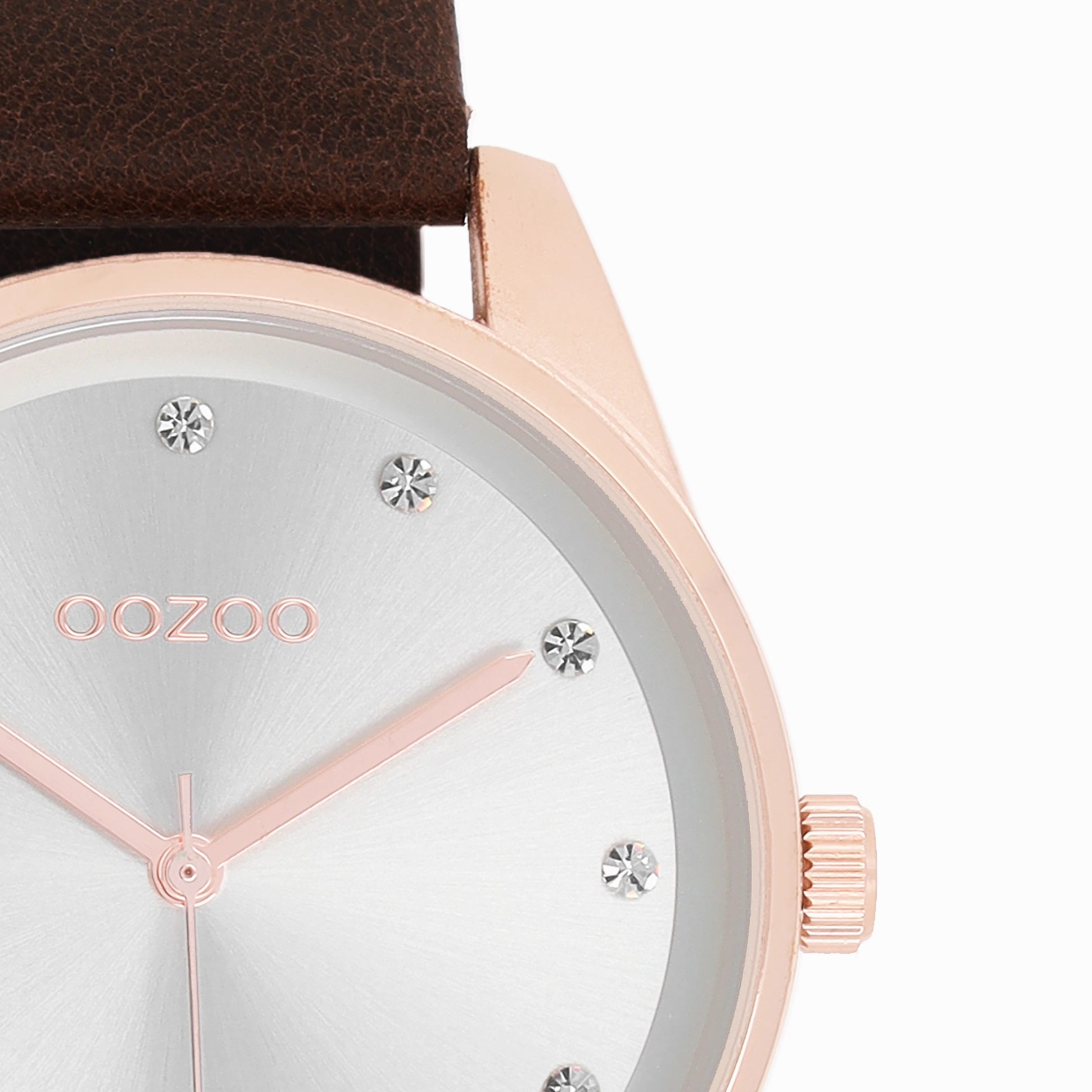 Rose gold coloured OOZOO watch with brown leather strap - C11048
