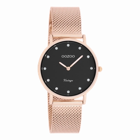 Rose gold coloured OOZOO watch with metal mesh bracelet - C20244,seiko watches,couple watches,watches designer,watches discount,women watches,best women watches,high end women's watches,high quality women's watches