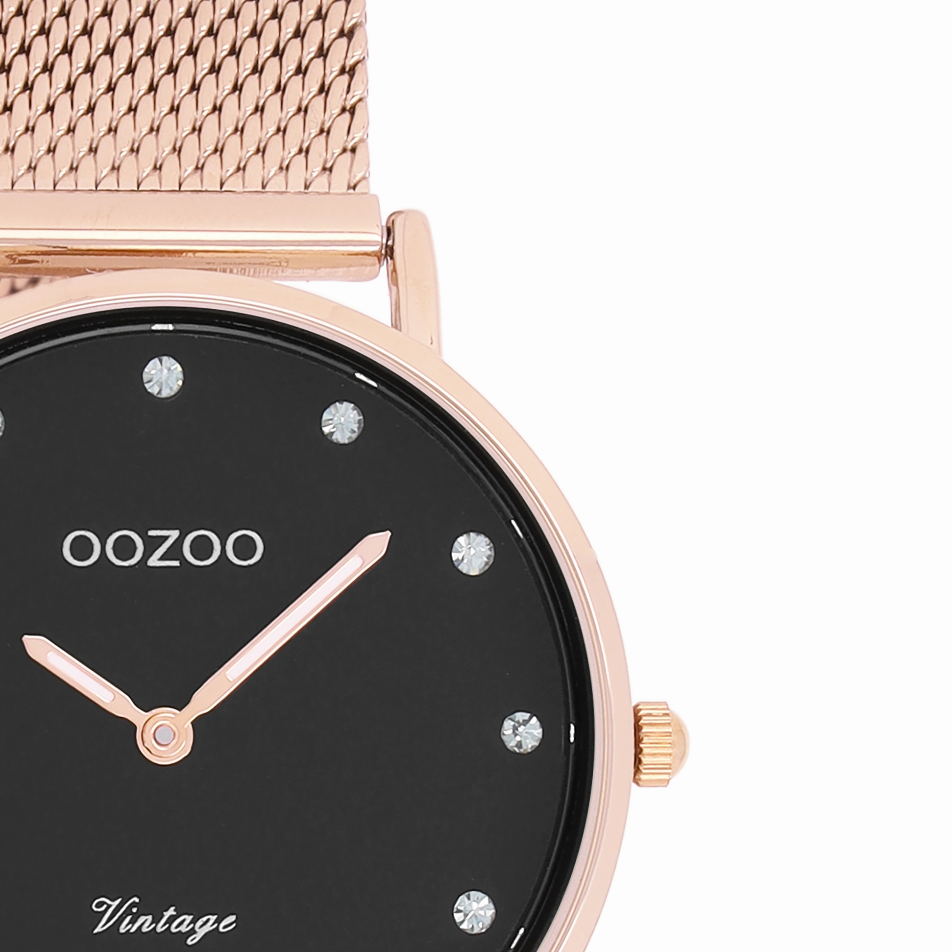 Rose gold coloured OOZOO watch with metal mesh bracelet - C20244