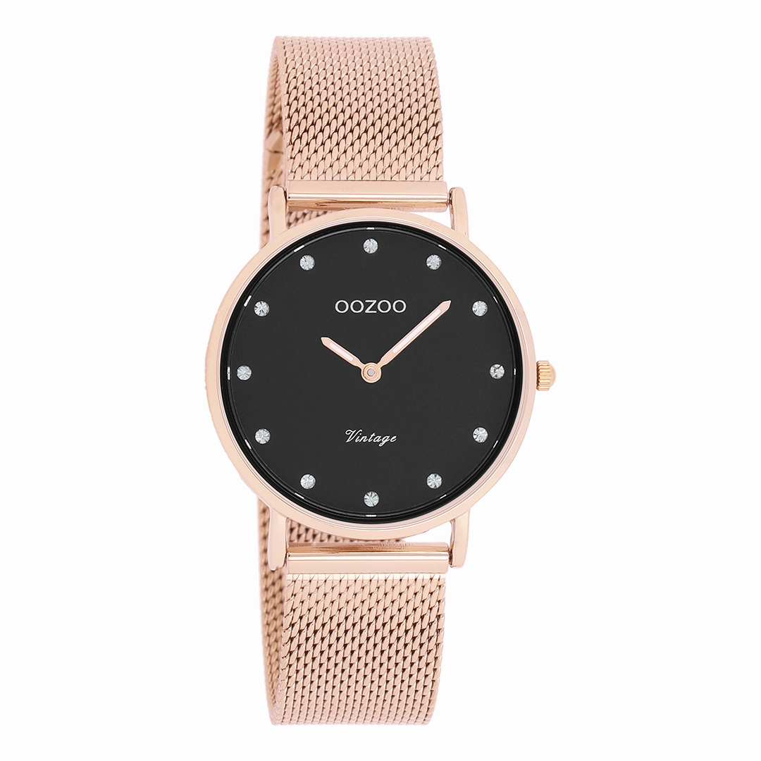 Rose gold coloured OOZOO watch with metal mesh bracelet - C20244,seiko watches,couple watches,watches designer,watches discount,women watches,best women watches,high end women's watches,high quality women's watches