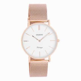 Rose gold coloured OOZOO watch with metal mesh bracelet - C9918,seiko watches,mens watches,couple watches,watches designer,watches discount,best watches for men