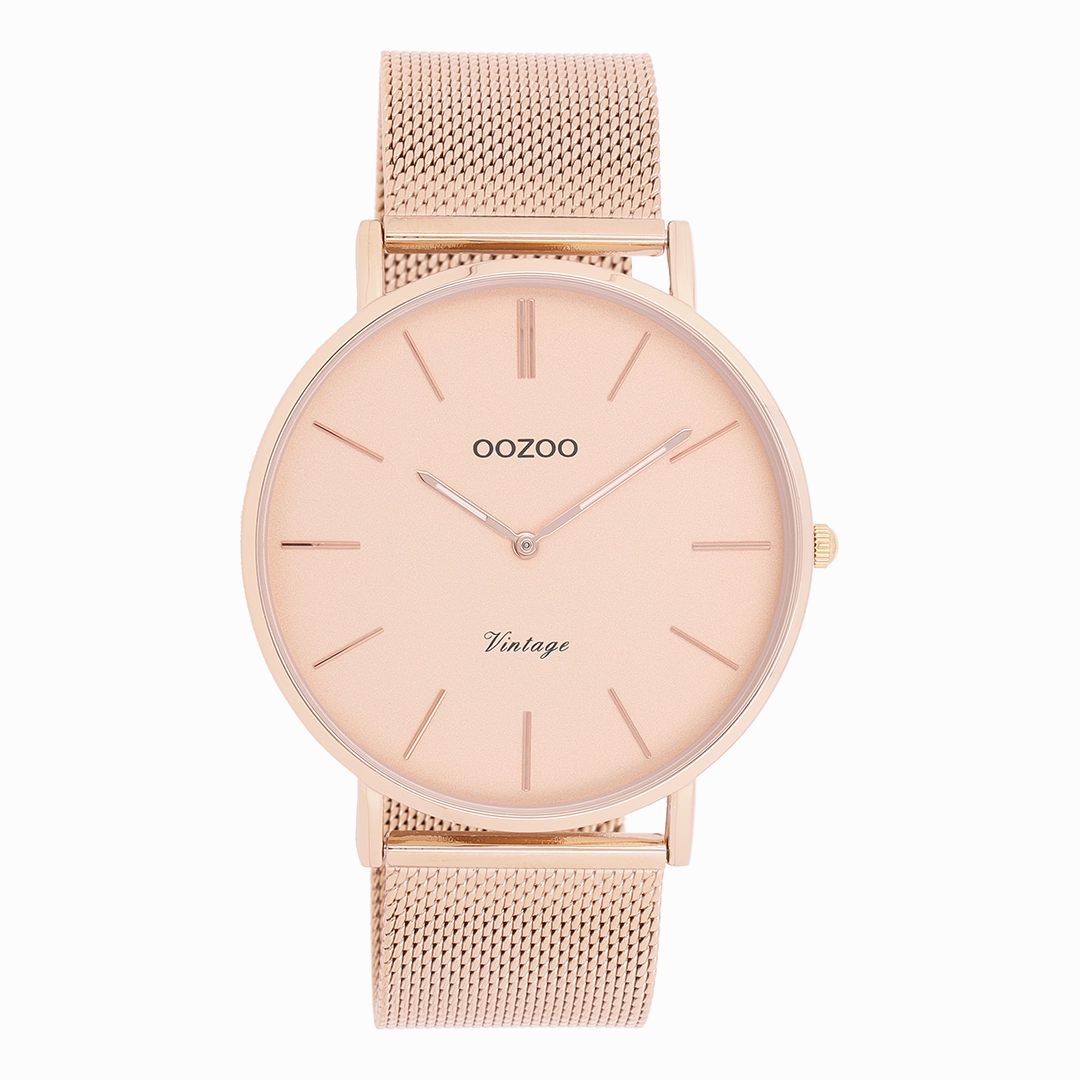 Rose gold coloured OOZOO watch with metal mesh bracelet - C9920,seiko watches,mens watches,couple watches,watches designer,watches discount,best watches for men