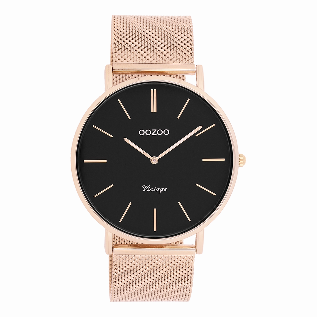 Rose gold coloured OOZOO watch with metal mesh bracelet - C9924,seiko watches,mens watches,couple watches,watches designer,watches discount,best watches for men