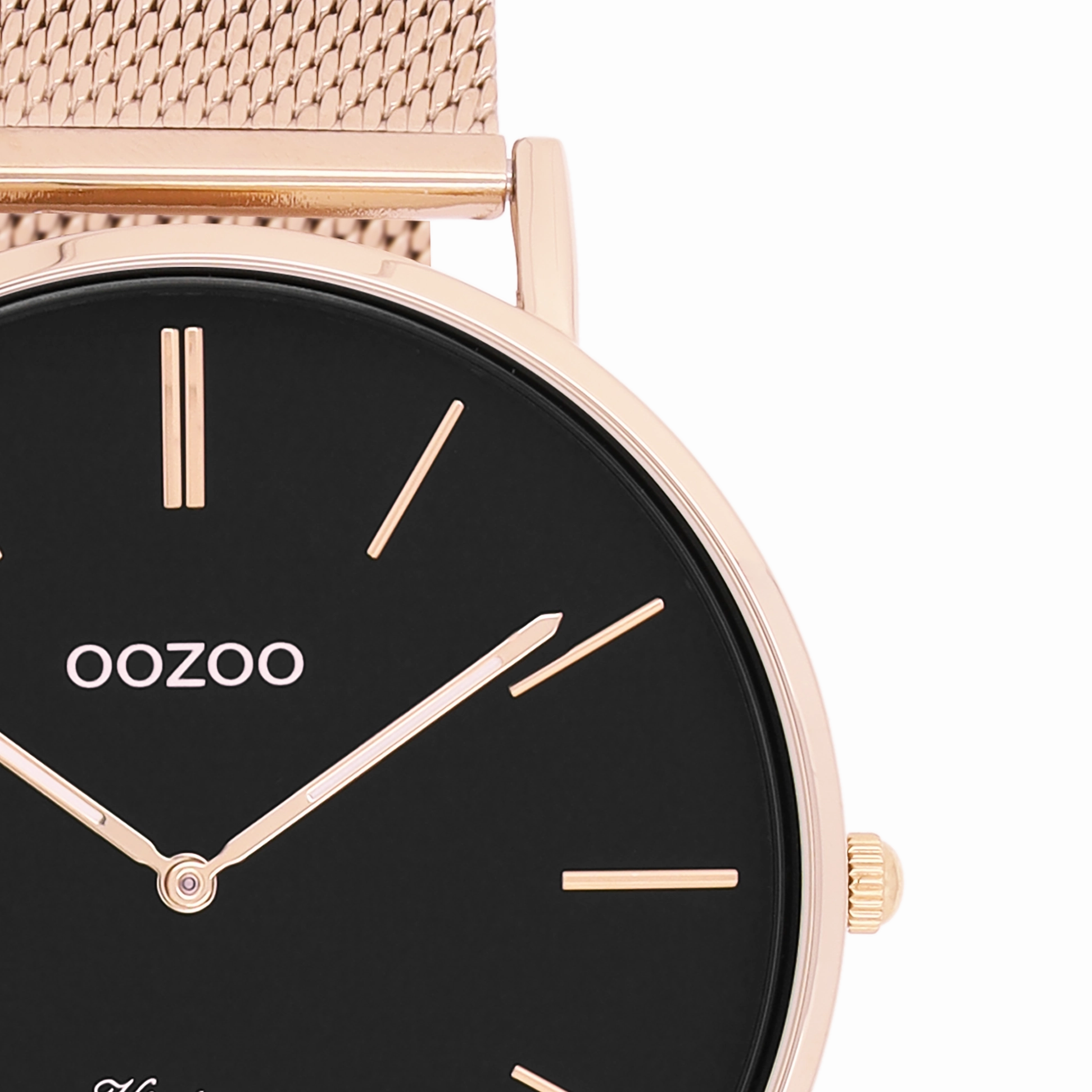 Rose gold coloured OOZOO watch with metal mesh bracelet - C9924