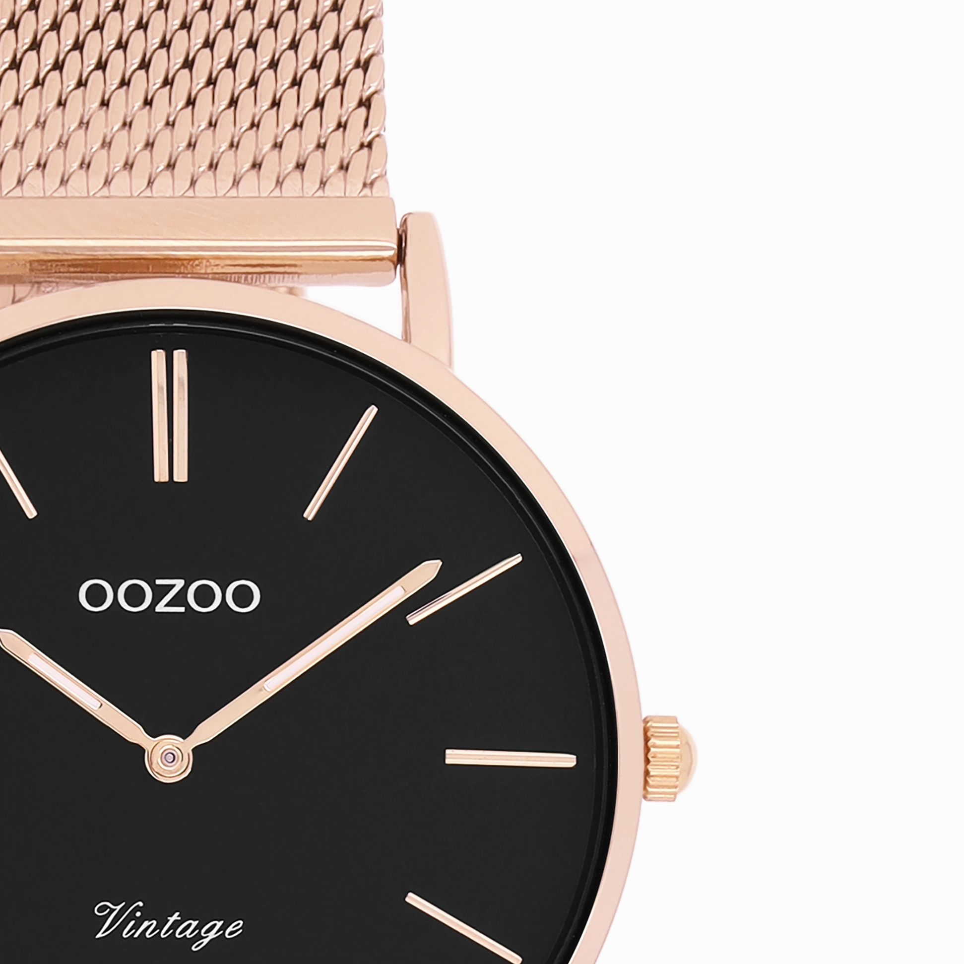 Rose gold coloured OOZOO watch with metal mesh bracelet - C9927