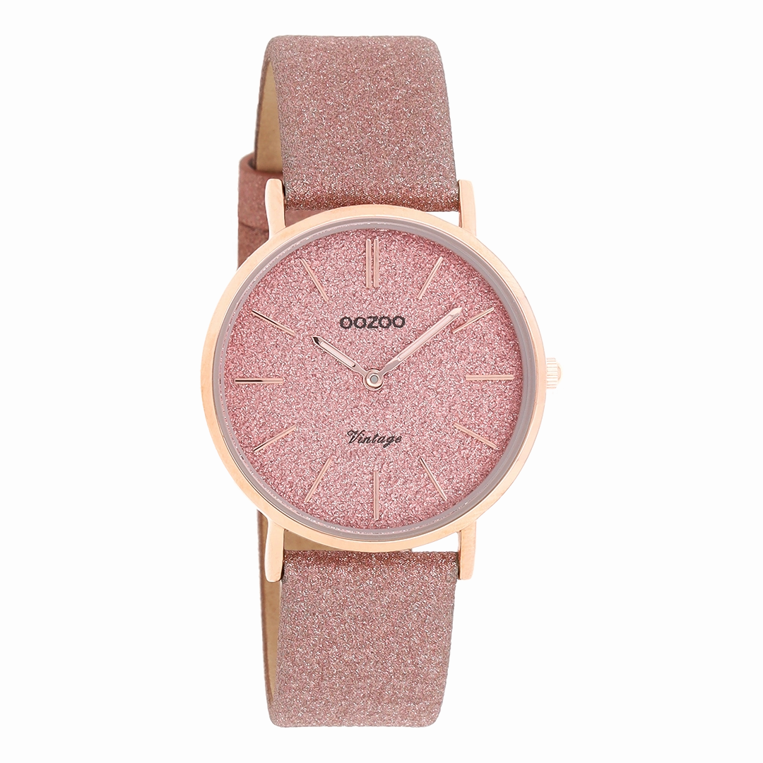 Rose gold coloured OOZOO watch with old pink leather strap - C20201,seiko watches,couple watches,watches designer,watches discount,women watches,best women watches,high end women's watches,high quality women's watches