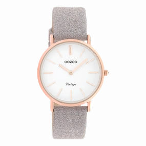 Rose gold coloured OOZOO watch with taupe leather strap - C20158,seiko watches,couple watches,watches designer,watches discount,women watches,best women watches,high end women's watches,high quality women's watches