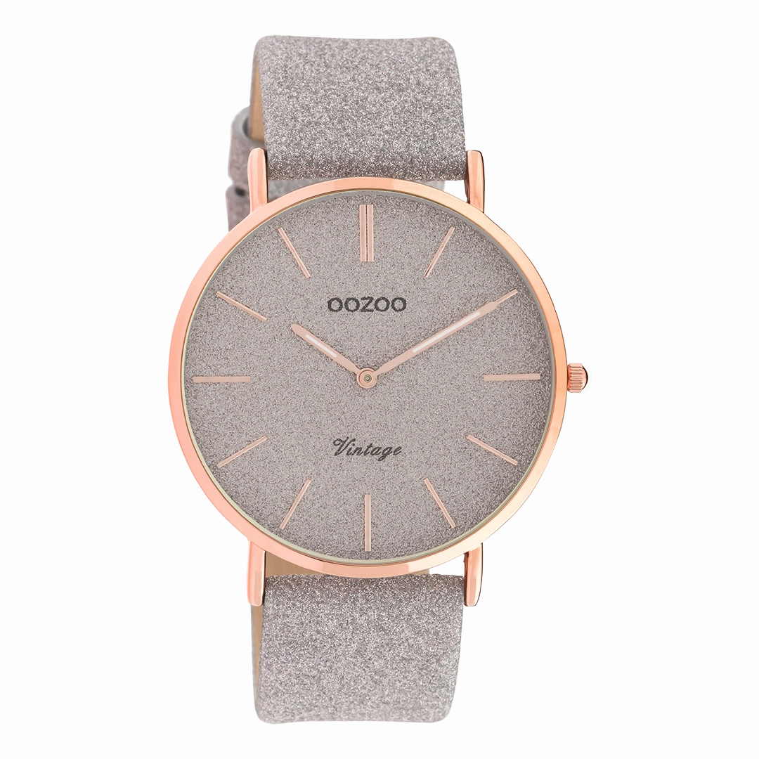 Rose gold coloured OOZOO watch with taupe leather strap - C20162,seiko watches,couple watches,watches designer,watches discount,women watches,best women watches,high end women's watches,high quality women's watches