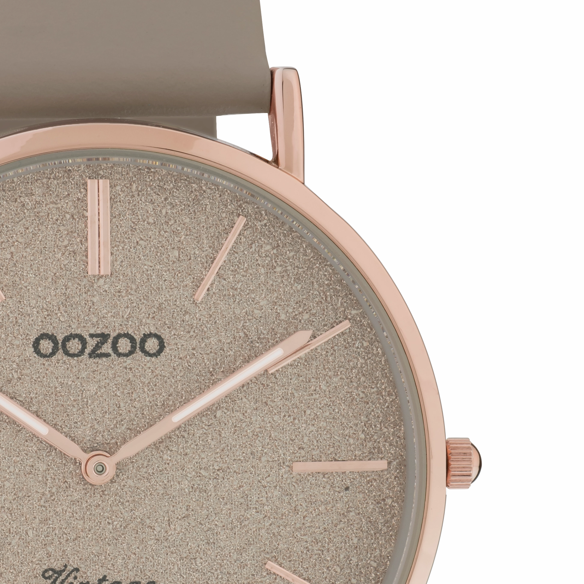 Rose gold coloured OOZOO watch with taupe leather strap - C20167