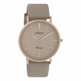 Rose gold coloured OOZOO watch with taupe leather strap - C20167,seiko watches,couple watches,watches designer,watches discount,women watches,best women watches,high end women's watches,high quality women's watches