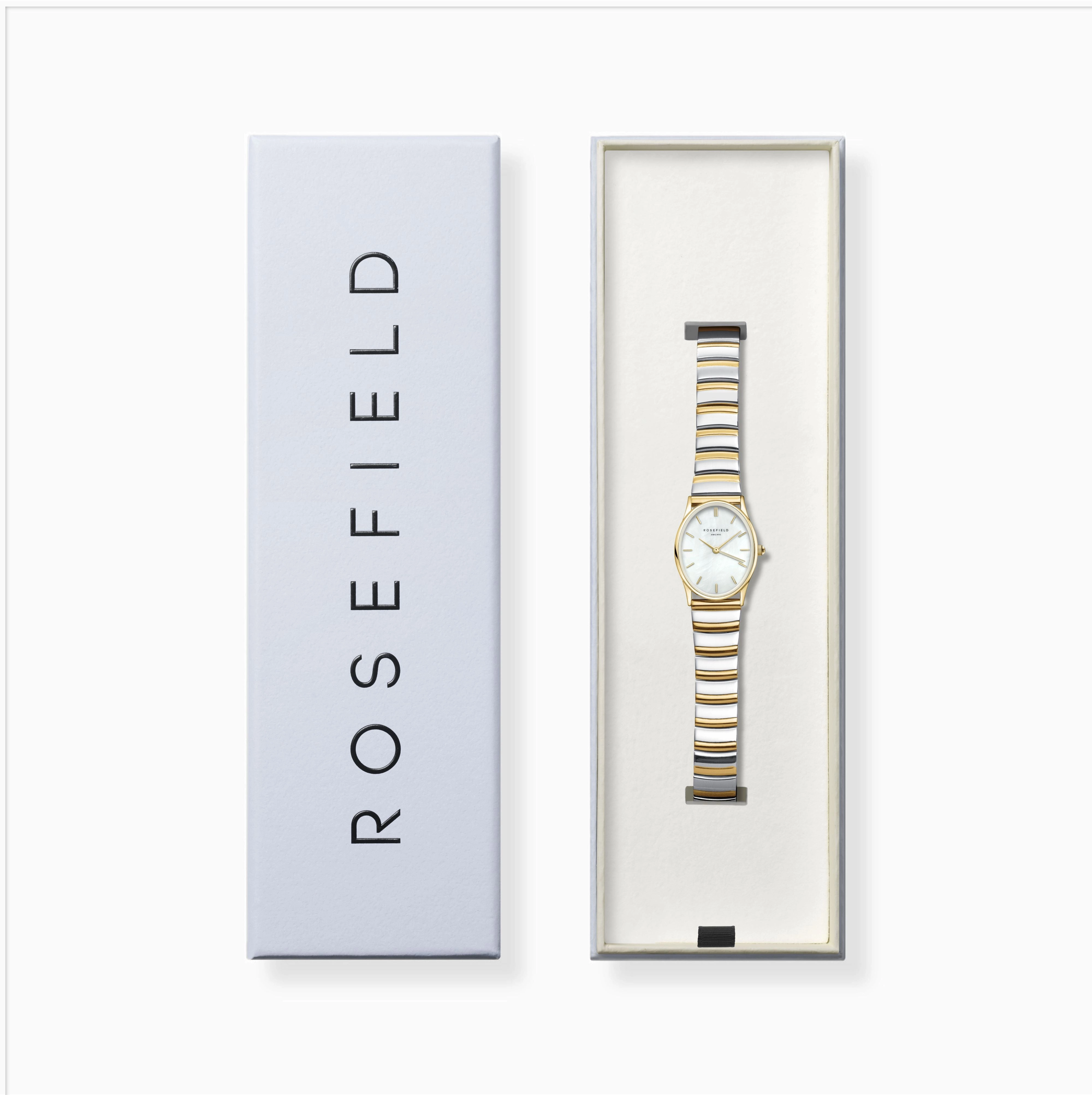 Rosefield Oval White MOP Duotone Shine Finish Watch OVWDSG-OV17