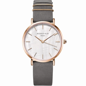 Rosefield WEGR-W75 West Village Mother of Pearl Grey Leather Ladies Watch Affordable Leather Watch Leather Watch Discount