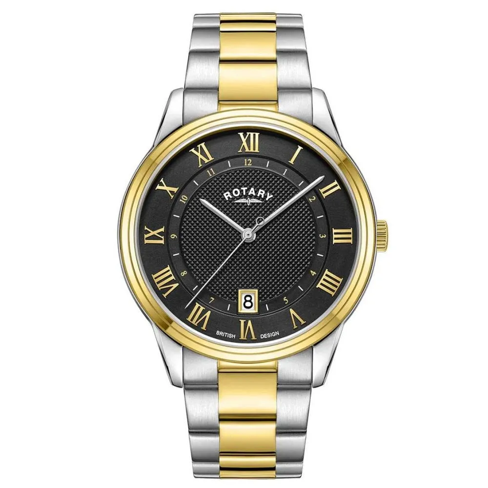 Rotary Dress Black Dial Two Tone Mens Watch GB05391/10 cheap digital watch best digital watch for men