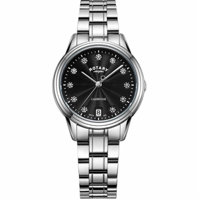 Rotary Cambridge Black Dial Ladies Watch LB05258/13 