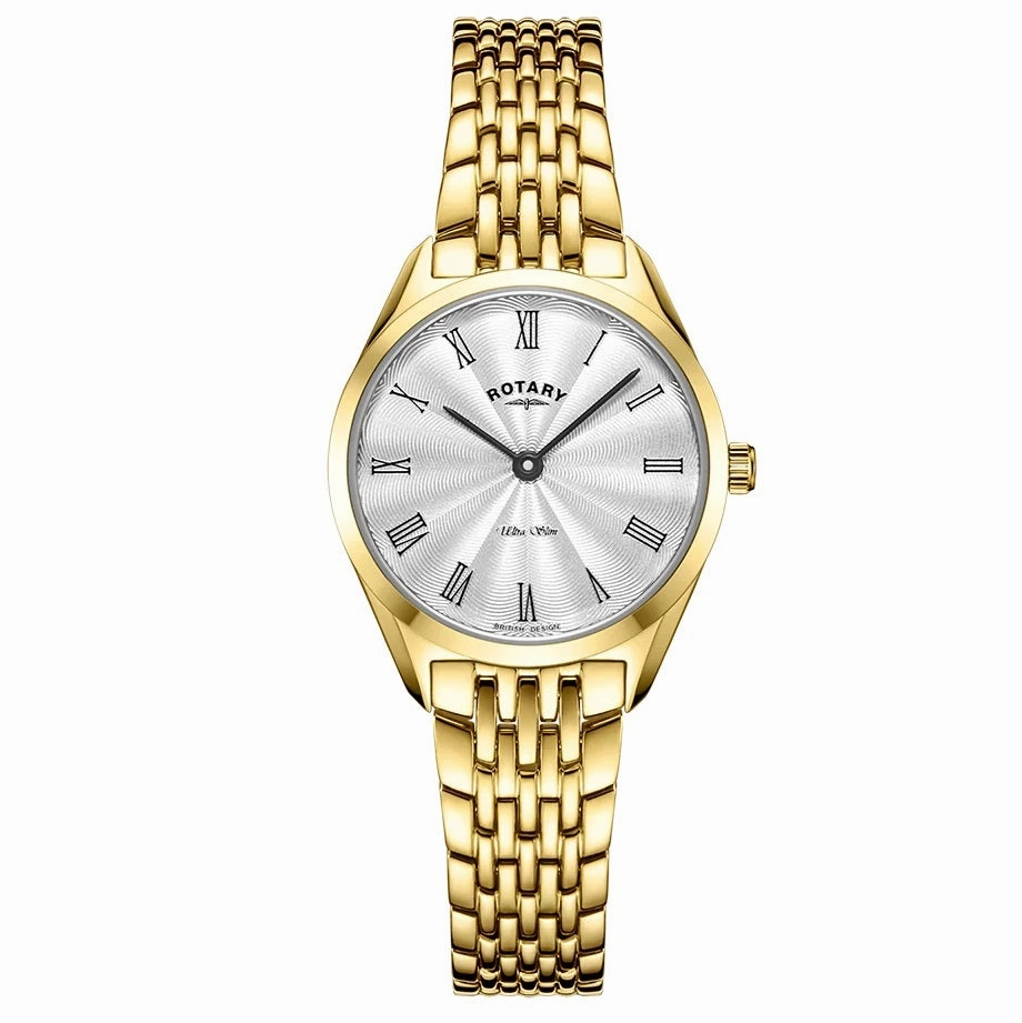 Rotary Ultra Slim Gold Tone Ladies Watch LB08013/01 