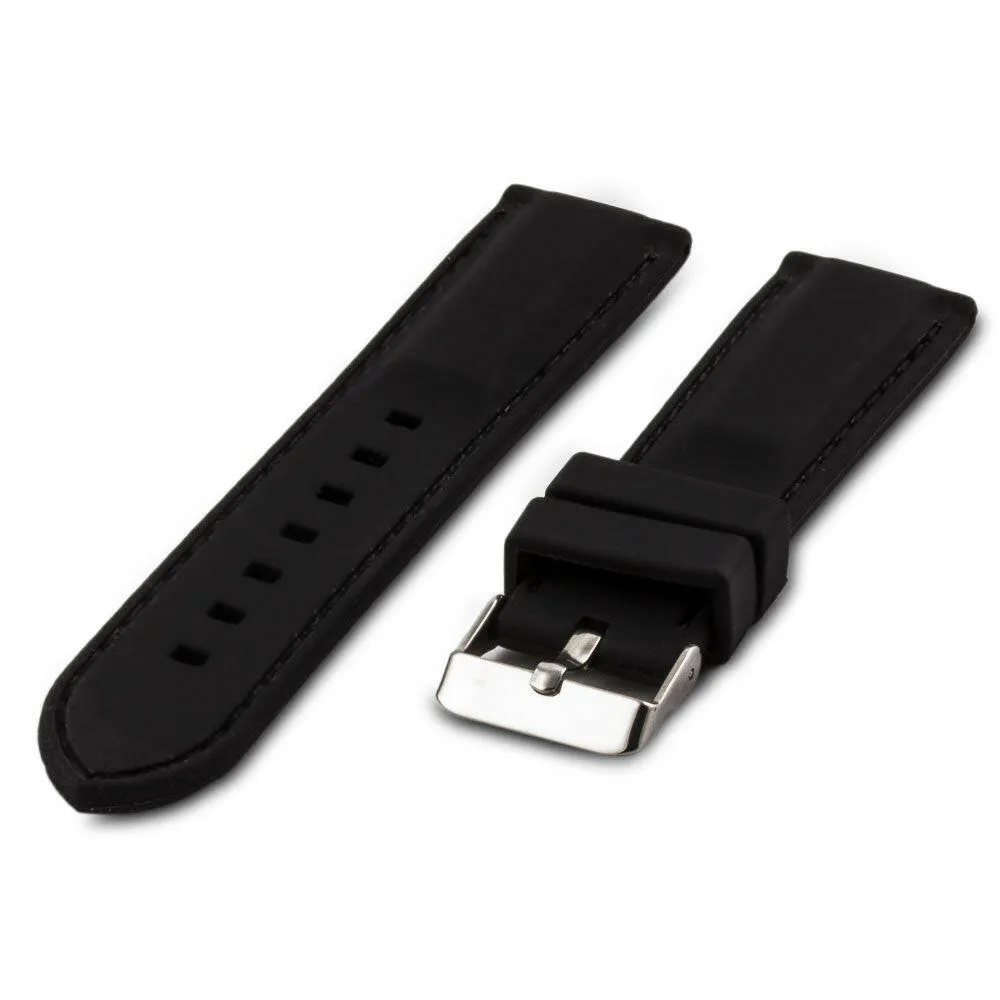Rubber watch band - Black with stitching Luxury watch bands Limited edition watch bands