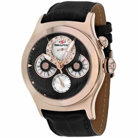 Seapro Men's Watch - Chronoscope Rose Gold Case Black Dial Leather Strap | SP0134 Luxury Quartz Watch Quartz Watch Sale