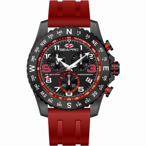 Seapro Men's Watch - Gallantry Quartz Black Dial Red Rubber Strap | SP9732 