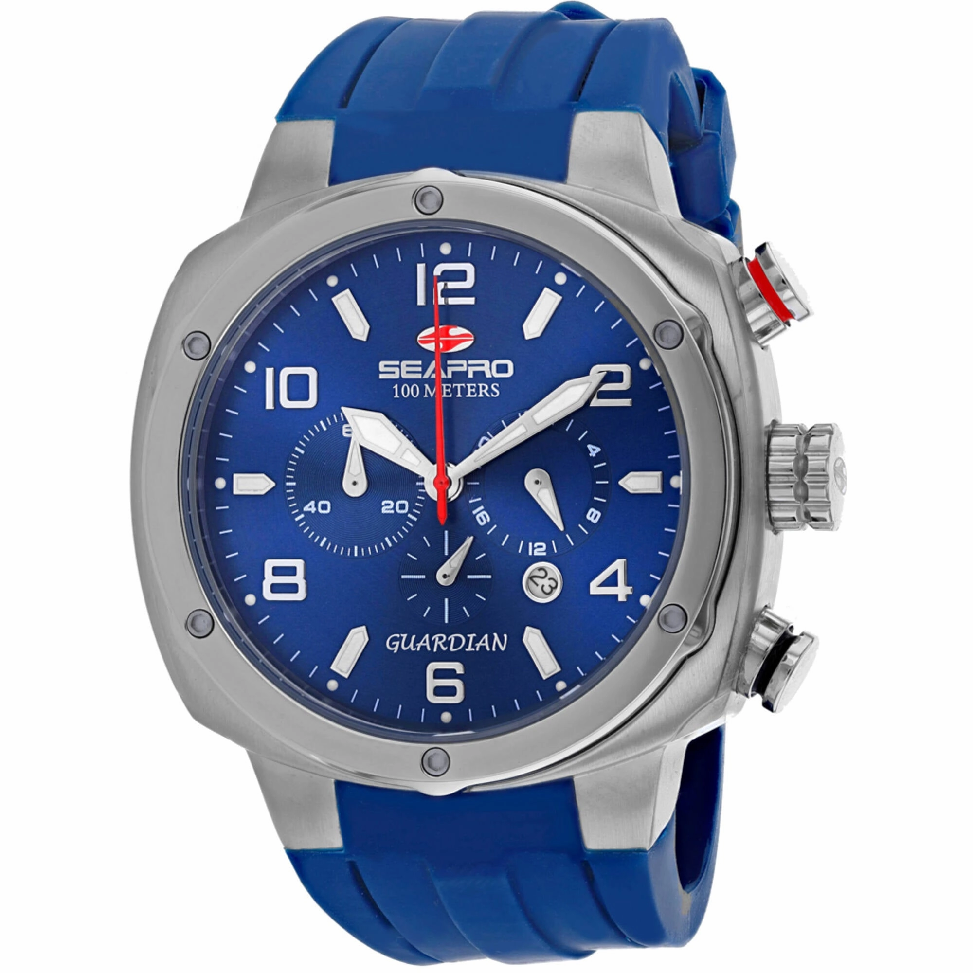 Seapro Men's Watch - Guardian Quartz Silver Tone Case Blue Rubber Strap | SP3343 
